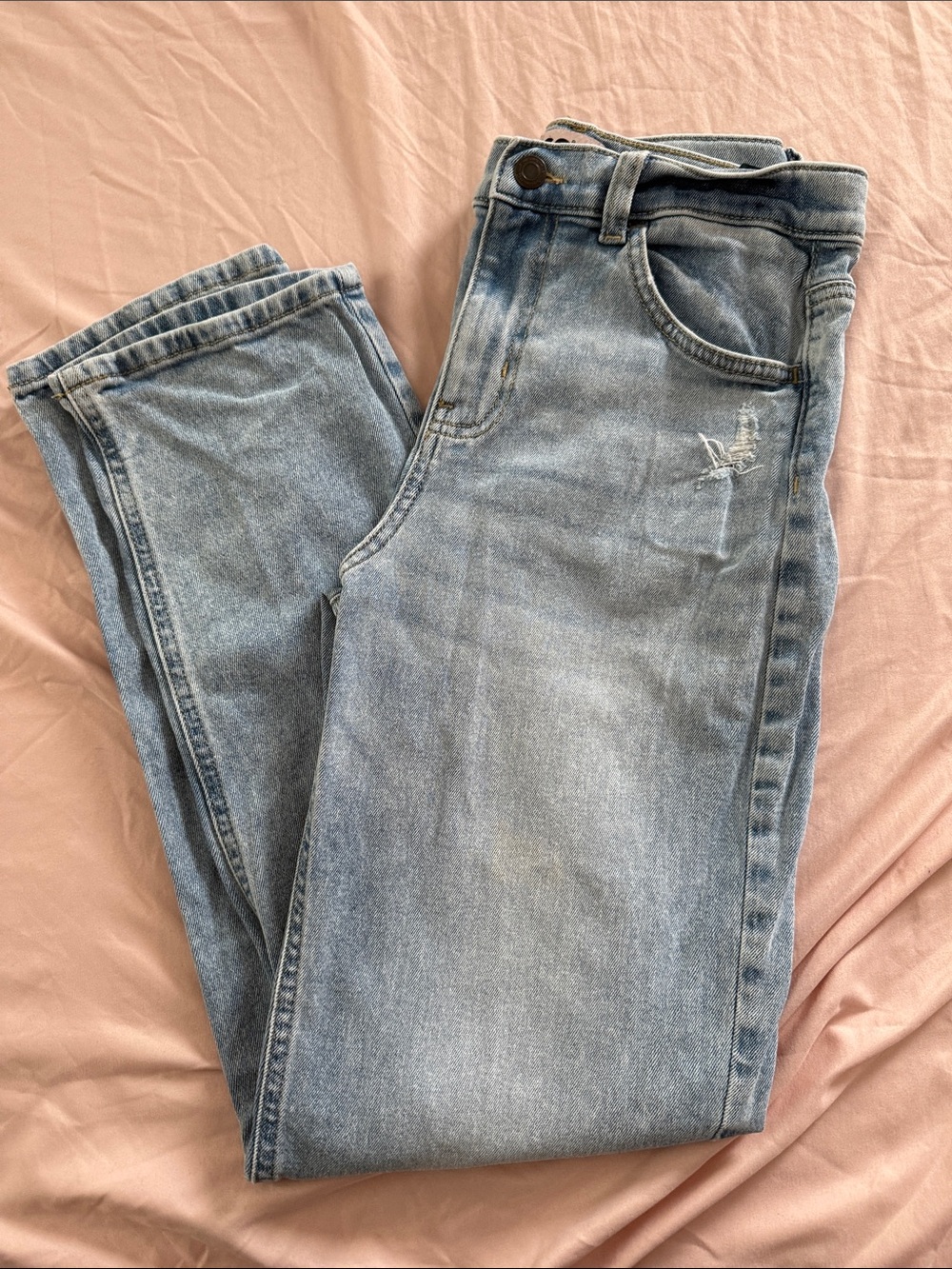 Light Wash High-Rise Straight Jeans